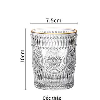 BỘ 6 LY THỦY TINH HOẠ TIẾT MẶT TRỜI VIỀN VÀNG