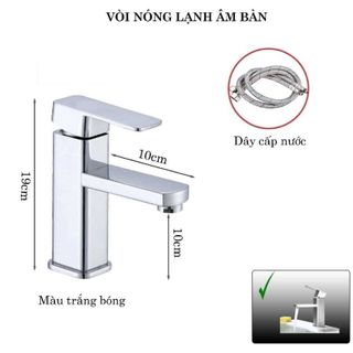 Vòi lavabo nóng lạnh kiểu vuông bằng inox 304 thiết kế thanh lịch, nước chảy êm ái mã V30M