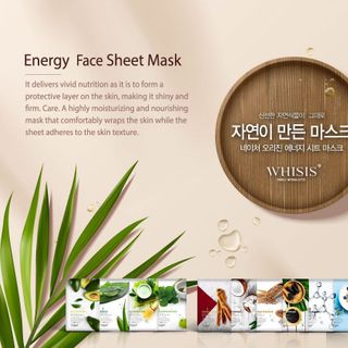 Combo 10 Mặt Nạ Than Hoạt Tính WHISIS Nature Origin Energy Charcoal Sheet Mask Làm Sạch Sâu, Cấp Ẩm Cho Da 25ml/miếng