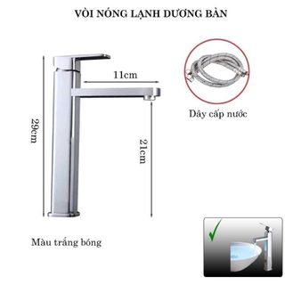 Vòi lavabo nóng lạnh kiểu vuông bằng inox 304 thiết kế thanh lịch, nước chảy êm ái mã V30M