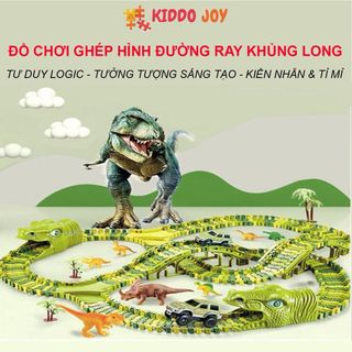Đồ chơi lắp ráp đường đua ô tô khủng long, bộ đồ chơi lắp ghép thông minh cho bé