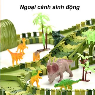 Đồ chơi lắp ráp đường đua ô tô khủng long, bộ đồ chơi lắp ghép thông minh cho bé
