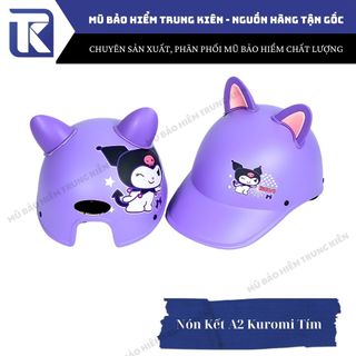 Nón bảo hiểm lưỡi trai - Nón kết A2 Labubu, Loopy, Kuromi có khoét lỗ sau cột tóc cao cấp , mũ bảo hiểm Labubu form lưỡi trai ôm đầu cho nữ
