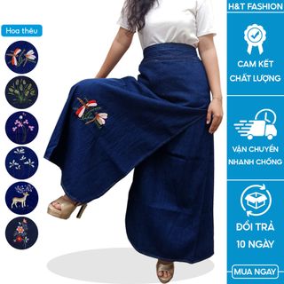 Váy Chống Nắng Xẻ Tà Vải Jean Dày Dặn Có Túi Và Nút Bấm Chân Loại Cho Nữ Đi Xe Số Hoặc Ngồi Sau