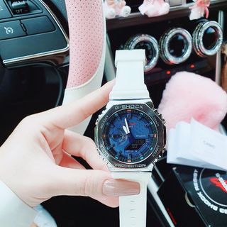 ĐỒNG HỒ NAM NỮ CAO CẤP MỚI NHẤT CASYO GSKOCK MẶT BÁT GIÁC TRẮNG NIỀNG THÉP FULLBOX