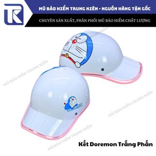 Nón bảo hiểm lưỡi trai 3 Sọc Gấu Dâu - Gấu Nâu - Doremon đáng yêu có khoét lỗ cột tóc dành cho nữ , Mũ bảo hiểm kết thời trang cá tính
