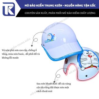 Nón bảo hiểm lưỡi trai 3 Sọc Gấu Dâu - Gấu Nâu - Doremon đáng yêu có khoét lỗ cột tóc dành cho nữ , Mũ bảo hiểm kết thời trang cá tính