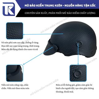 Nón bảo hiểm nửa đầu caro loại 1 chính hãng Long Thanh bảo hành 12 tháng , mũ bảo hiểm nửa đầu cao cấp vân caro nổi
