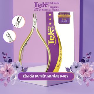 Kềm Cắt Da Thép, Mạ Vàng - Đầu Vuông, Ốc Ngược, 1 Lưỡi Gà - TekNails D-09V Chuyên Nghiệp Cao Cấp