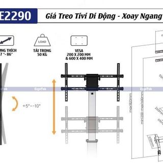Khung treo tivi di động E2290 - xoay ngang/ dọc (Thương hiệu: Ergotek | 37''-86''| 82x30x23cm | 17kg )