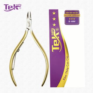 Kềm Cắt Da Thép, Mạ Vàng - Đầu Vuông, Ốc Ngược, 1 Lưỡi Gà - TekNails D-09V Chuyên Nghiệp Cao Cấp