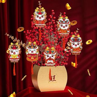 Dây Treo Trang Trí Tết 2024 Hình Rồng, Thần Tài Chibi, Mèo Thần Tài Dễ Thương Mang May Mắn, Tài Lộc ( set 6 )