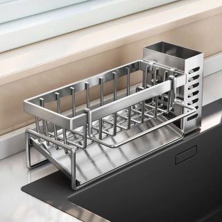 KHAY ĐỂ BÚI RỬA BÁT INOX304 KÈM ỐNG CẮM ĐŨA ( chuẩn hàng loại 1 )
