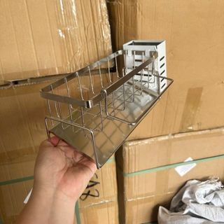 KHAY ĐỂ BÚI RỬA BÁT INOX304 KÈM ỐNG CẮM ĐŨA ( chuẩn hàng loại 1 )