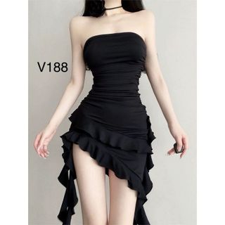 Đầm xếp ly lệch đuôi cá