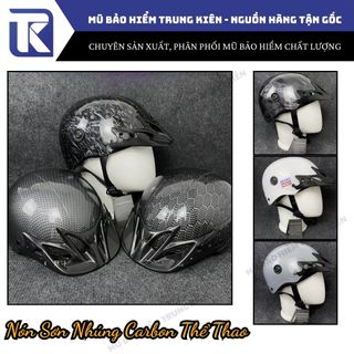 Nón bảo hiểm nửa đầu nhúng carbon thể thao (mỏ givi) cao cấp, sơn phủ 4k nano chống trày kiểm định
