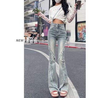 Quần jiean riềm ống loe cá tính