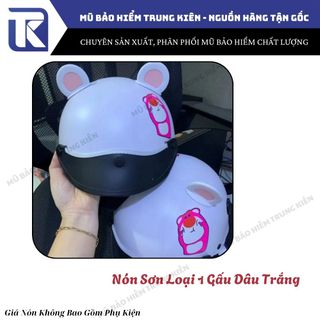 Nón bảo hiểm nón sơn loại 1 tem gấu dâu và gấu nâu cao cấp nhựa ABS nguyên sinh, đạt chuẩn ATGT (Không kèm phụ kiện)