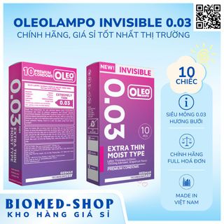 Bao cao su Oleo Lampo Invisible 0.03 hộp 10 chiếc - Chính Hãng