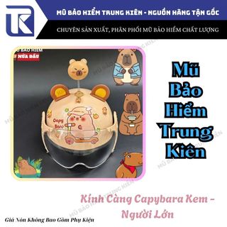 Mũ bảo hiểm hình Capybara, Labubu, Spiderman gắn kính, nón bảo hiểm trẻ em và người lớn kính càng dày V2 có tem kiểm định đạt chuẩn ATGT