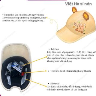 Nón bảo hiểm lưỡi trai , mũ bảo hiểm hình Capybara khoét đuôi dành cho nữ chính hãng Long Thanh