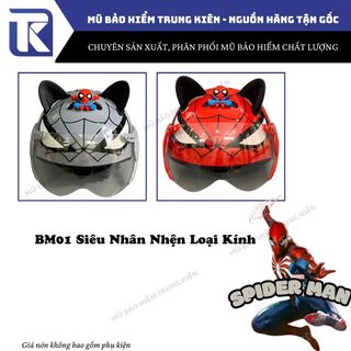 Nón bảo hiểm trẻ em hình siêu nhân BATMAN, SPIDERMAN, IRONMAN gắn sticker 3D chính hãng công ty Long Thanh đạt chuẩn an toàn giao thông