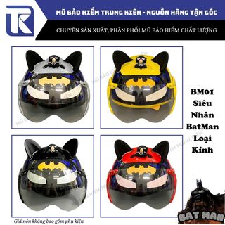 Nón bảo hiểm trẻ em hình siêu nhân BATMAN, SPIDERMAN, IRONMAN gắn sticker 3D chính hãng công ty Long Thanh đạt chuẩn an toàn giao thông