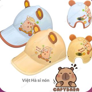 Nón bảo hiểm lưỡi trai , mũ bảo hiểm hình Capybara khoét đuôi dành cho nữ chính hãng Long Thanh