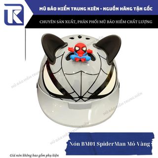 Nón bảo hiểm trẻ em hình siêu nhân SPIDERMAN, IRONMAN, BATMAN gắn sticker 3D chính hãng công ty Long Thanh đạt chuẩn an toàn giao thông
