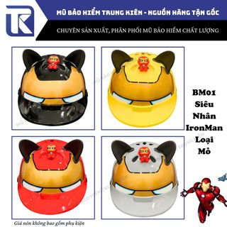 Nón bảo hiểm trẻ em hình siêu nhân SPIDERMAN, IRONMAN, BATMAN gắn sticker 3D chính hãng công ty Long Thanh đạt chuẩn an toàn giao thông