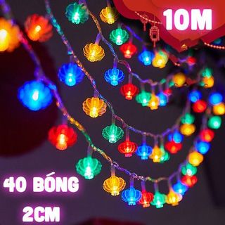 Dây Đèn LED Lồng Đèn Khía Trang Trí Lễ Tết 5m-10m - 16 Bóng - 40 bóng