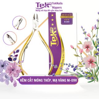 Kềm Cắt Móng Thép, Mạ Vàng - Đầu Vuông, Ốc Ngược, 1 Lưỡi Gà - TekNails M-09V Chuyên Nghiệp Cao Cấp