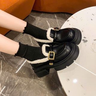 GIÀY ĐỐC NỮ PHỐI LÔNG DA CAO CẤP NUNU: "BÁNH MÌ" ẤM ÁP, TRENDY HẾT NẤC - PIPI STORE