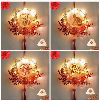 Liễn Tròn Treo Trang Trí Chữ Thọ, Chữ Lộc, Chữ phúc, Chữ Tết Có Đèn Led