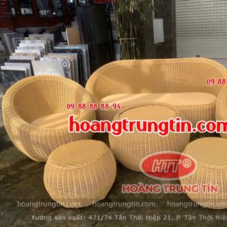 Sofa Trứng Nhựa Giả Mây sợi tròn màu vàng đẹp