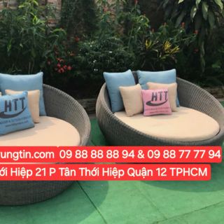 Bộ bàn ghế cafe mây nhựa ngoài trời cao cấp màu trắng