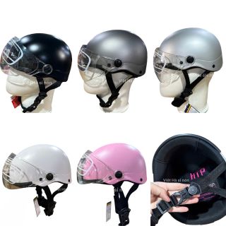 Mũ bảo hiểm Gắn Kính chống bụi, nón bảo hiểm sơn nửa đầu Gắn Kính Mica cao cấp đa dạng màu sắc