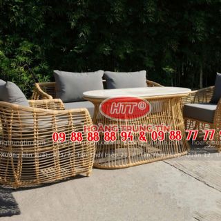 Sofa nhựa giả mây ngoài trời dành cho Resort nhà hàng cafe giá rẻ