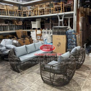 Sofa nhựa giả mây ngoài trời dành cho Resort nhà hàng cafe giá rẻ