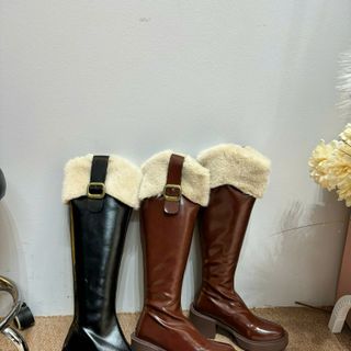 BỐT ĐÙI CỔ LÔNG THỎ KÉO KHÓA CHẤT DA QCCC CAO 7CM HOLLAND SANG TRỌNG - PIPI STORE