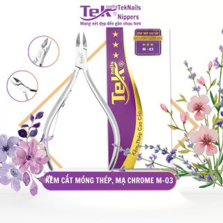 Kềm Cắt Móng Thép, Mạ Chrome - Đầu Vuông, Ốc Ngược, 1 Lưỡi Gà - TekNails M-03 Chuyên Nghiệp Cao Cấp