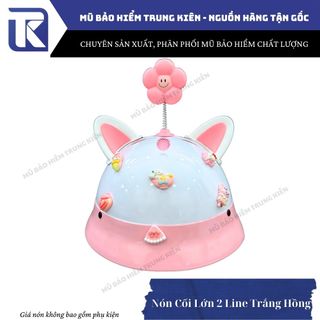 Mũ bảo hiểm cho người lớn vành tròn trơn, 2 line - Nón chính hãng Long Thanh