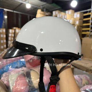 Mũ bảo hiểm hali trơn nửa đầu cute kèm phụ kiện kính phi công và sticker trang trí , Nón bảo hiểm 1 2 chính hãng đa dạng màu sắc