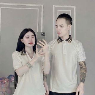 áo cặp đôi màu trắng cổ cán đẹp nhất hiện nay