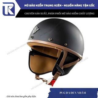 Mũ bảo hiểm Napoli nửa đầu , Mũ bảo hiểm nửa đầu Napoli Pug Version Harley bảo hành chính hãng 12 tháng