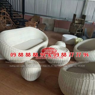 Sofa Trứng mây nhựa tròn màu trắng cao cấp giá rẻ