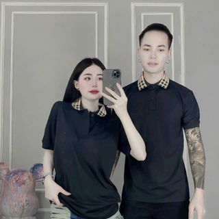 áo cặp đôi màu đen cổ cán cao cấp đẹp nhất hiện nay