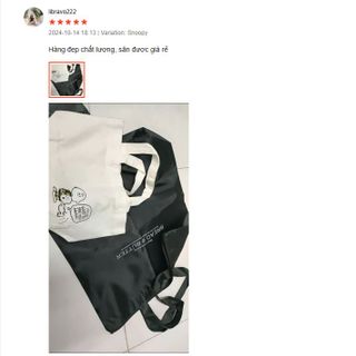 Túi xách tote vải canvas phong cách Nhật, Hàn cùng hoạ tiết Snoopy đáng yêu dùng đi làm đi chơi đi du lịch