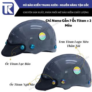 Mũ bảo hiểm nửa đầu gắn 7 ốc titan lục bảo, ngũ sắc , nón bảo hiểm gắn ốc titan kèm mèo thần tài