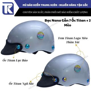 Mũ bảo hiểm nửa đầu gắn 7 ốc titan lục bảo, ngũ sắc , nón bảo hiểm gắn ốc titan kèm mèo thần tài